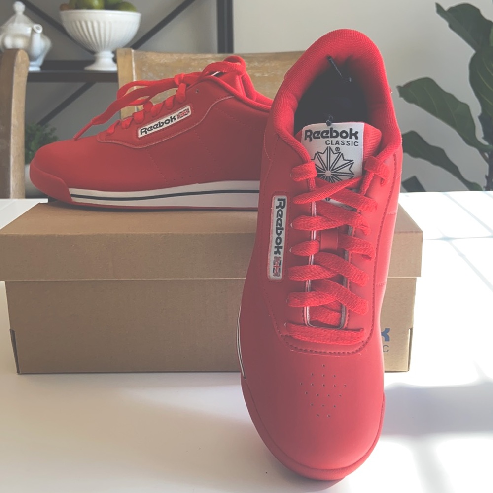 Brand new in box! Women’s Red Reebok Classic “Princess” training tennis shoe 8.5